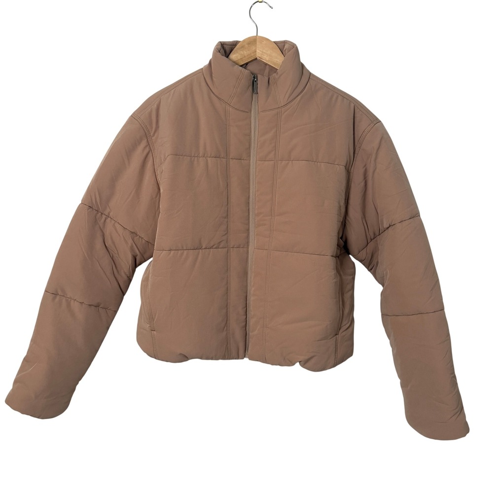 TravisMathew Mont Blanc Puffer Jacket Women L Natural Tan NWT 1LB007